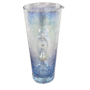 Anthropologie Iridescent Glass Drink Pitcher Easy Indent Grip Rainbow Clear